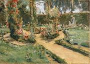 Max Liebermann The Rose Garden in Wannsee with the Artist-s Daughter and Granddaughter oil painting on canvas